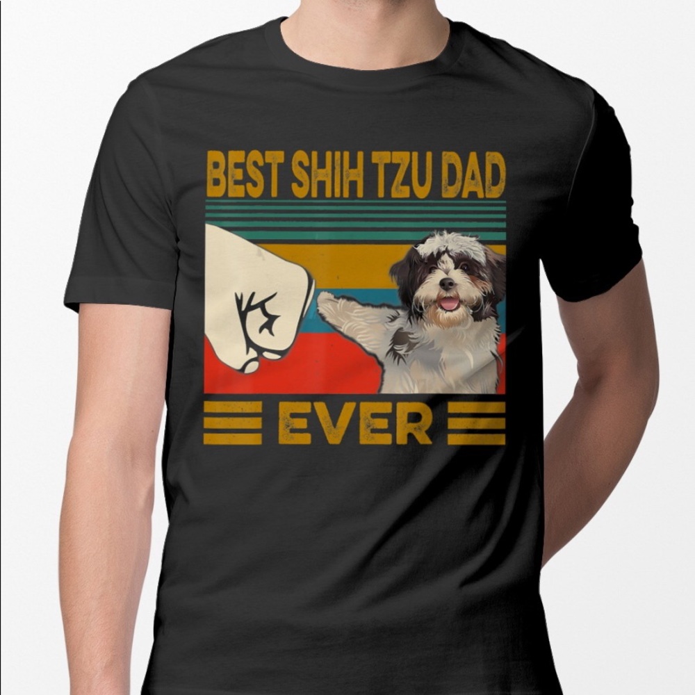NWT Sz XL Best Shih Tzu Dad Ever Fist Bump T-Shirt
